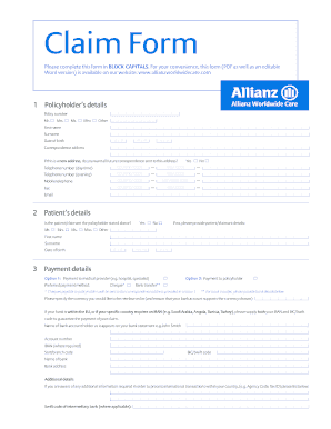Allianz Worldwide Care Claim Form
