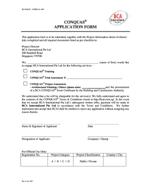 Conquas Application  Form