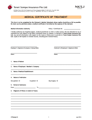 Treatment Certificate Format