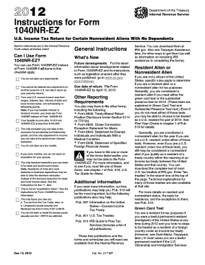 1040nr Ez Instructions Form