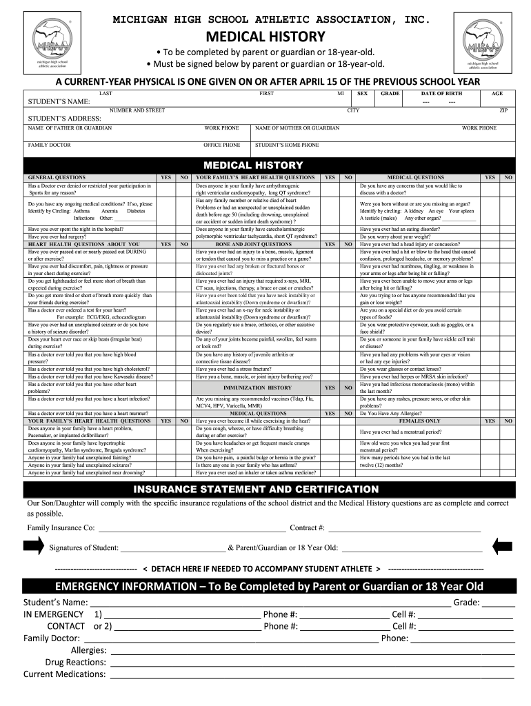 Mhsaa Form