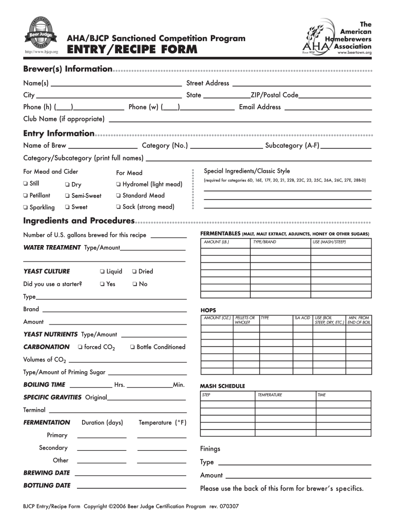  Form Recipe 2007