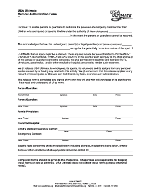 Photo of Usa Hospital Document  Form