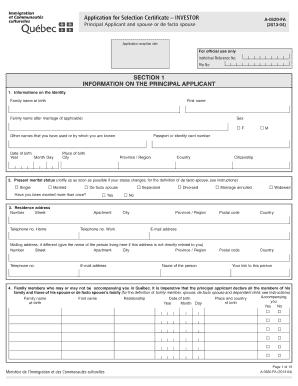 Selection Quebec  Form