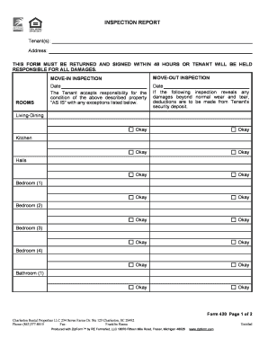 INSPECTION REPORT Charleston Rental Properties  Form