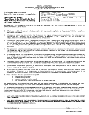 Sample Rental Application Word  Form