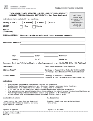 Forms Class 3 Certificate Tcs