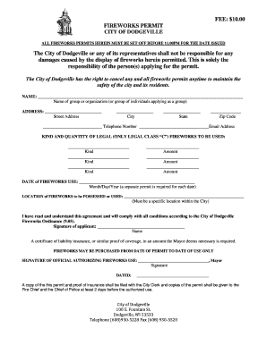 Fireworks Permit  Form