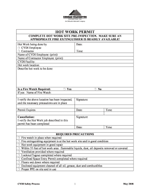 Hot Work Template  Form