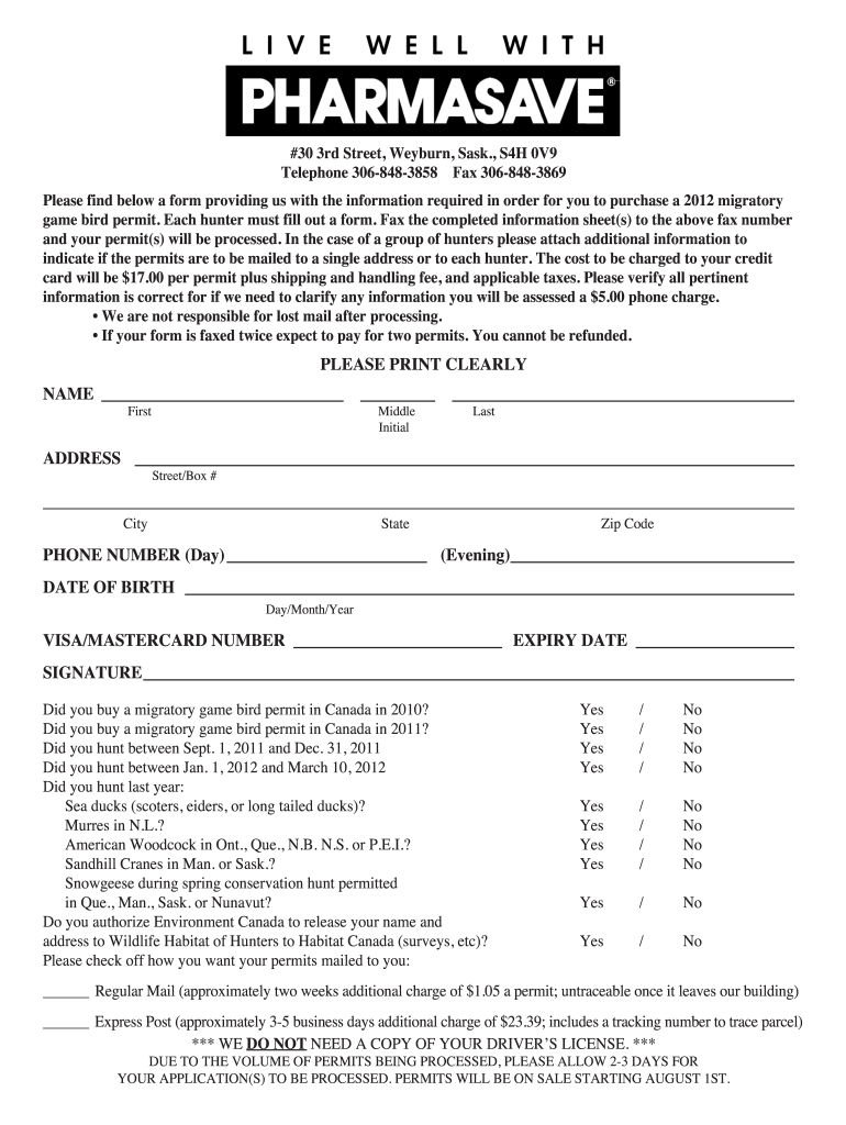  Migratory Game Bird Hunting License 2012-2024