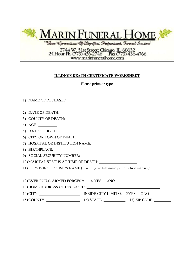 Burial Certificate  Form