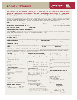 Cia Application Form