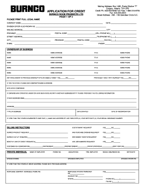  Burnco Credit App Form 2012