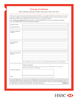 Hsbc Change of Address Form