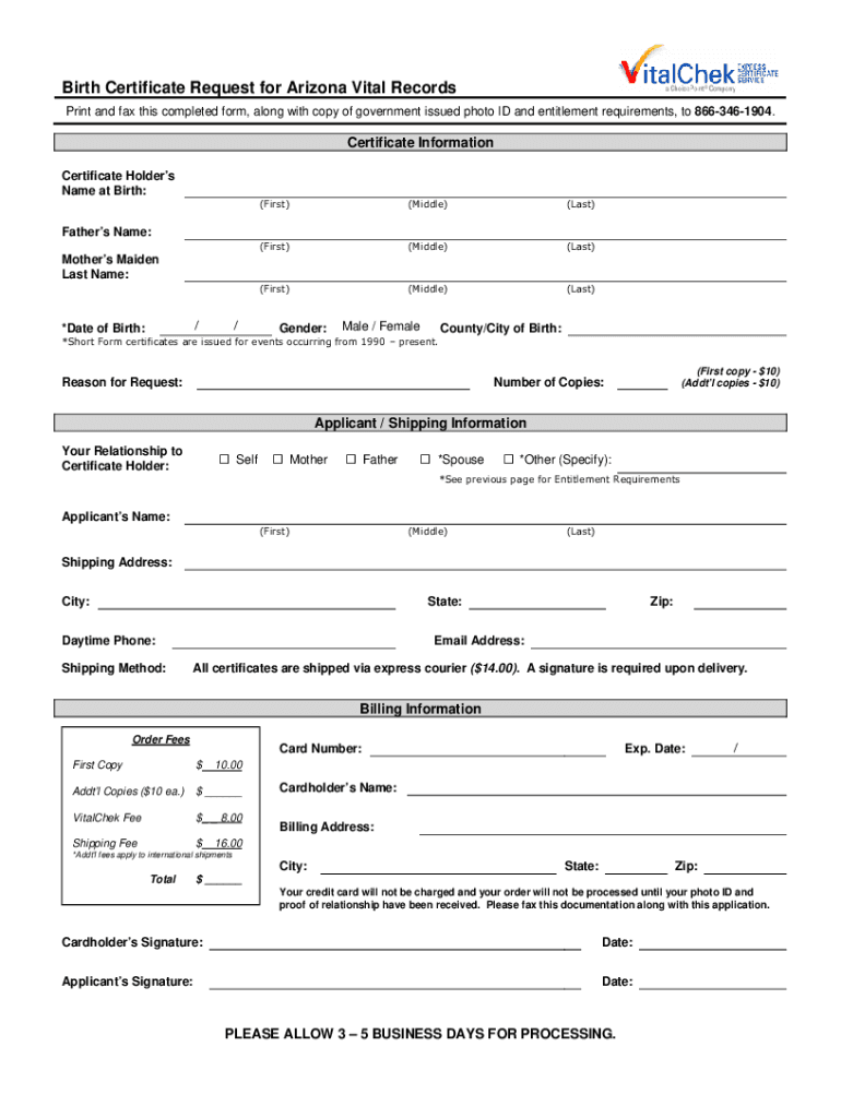 Identity Verification Form Arizona Vital Records