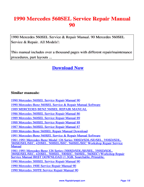 90 Mercedes 560sel Repair Manual Form