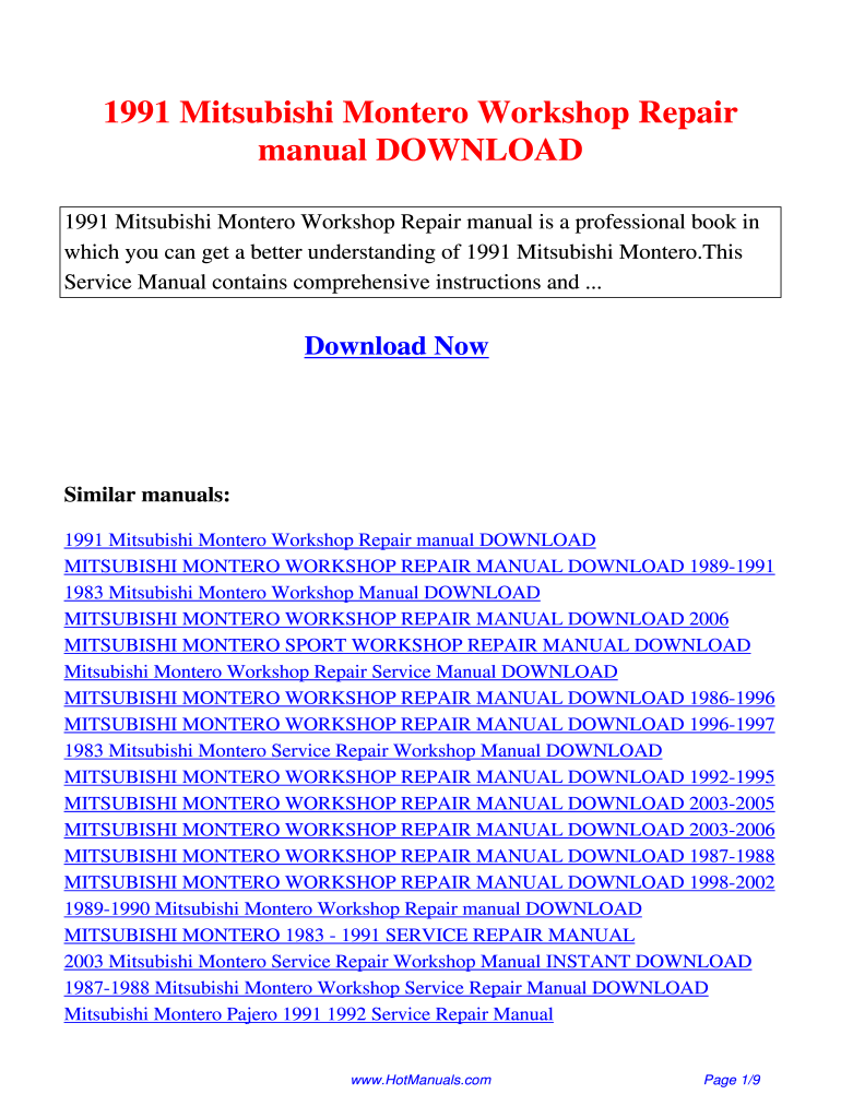 Mitsubishi Pajero Wiring Diagrams PDF  Form
