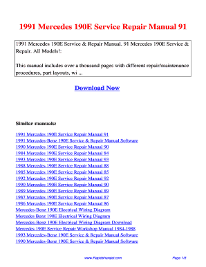 Mercedes 190e Workshop Manual PDF  Form