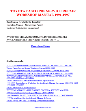 Toyota Paseo Repair Manual PDF  Form
