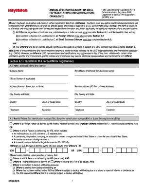 Section a 1 Substitute W 9 Form Offeror Registration Raytheon