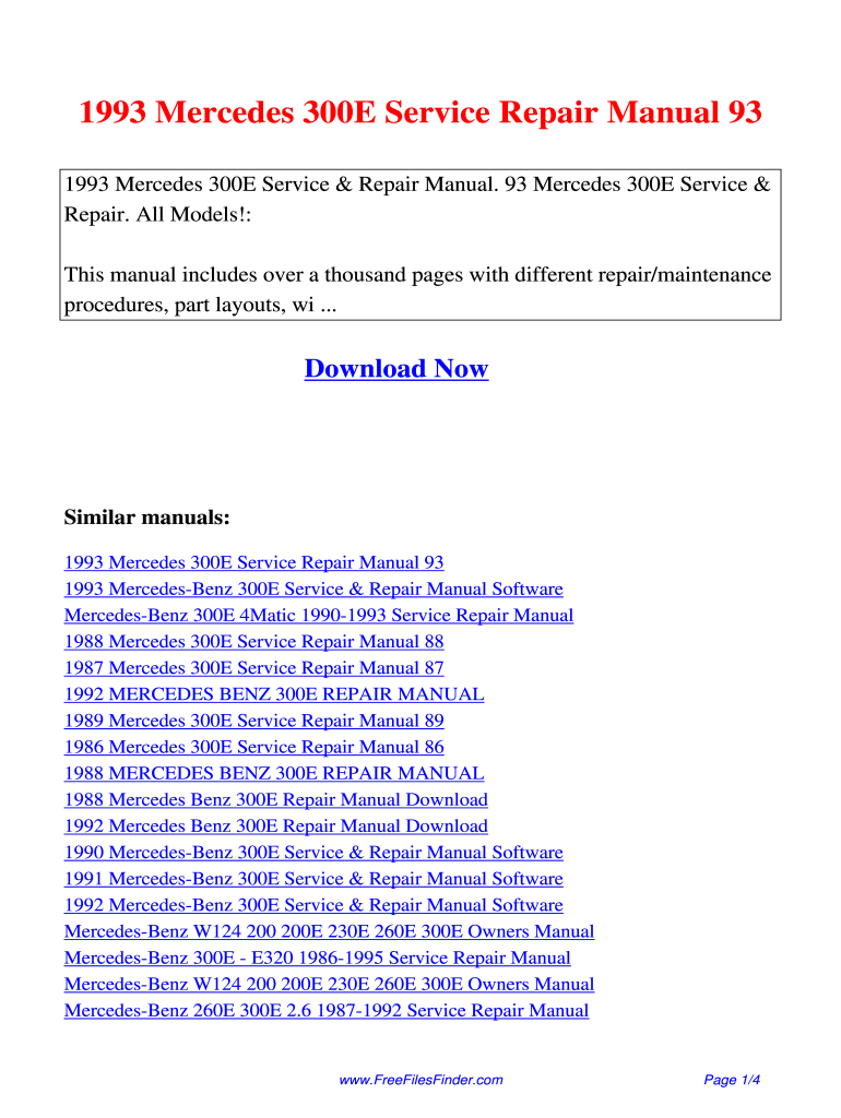  Mercedes 300e Repair Manual Download 1993-2024