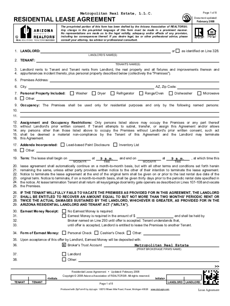Apartment Lease Agreement  Form