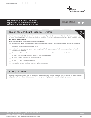 Mercer Kiwisaver Withdrawal  Form