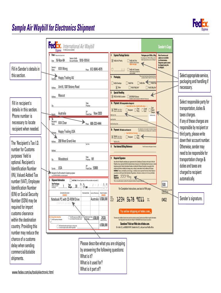 Fedex Bill Of Lading Printable - Printable World Holiday