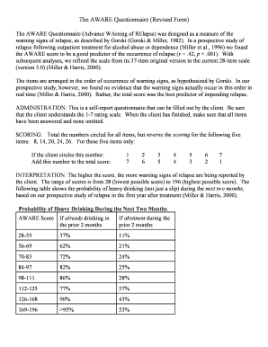 Aware Questionnaire  Form