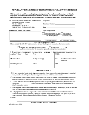 Applicant Fingerprint Transaction Follow Up Request Form