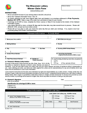 Wisconsin Lottery Scanner  Form
