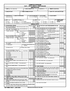 ASBESTOS EXPOSURE DD FORM 2493 1, JAN Tripod