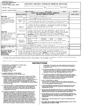 Federal Tax Exempt Certificate for Mississippi  Form