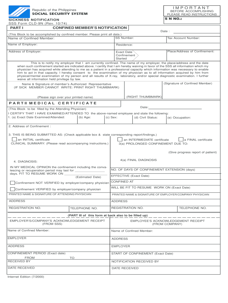  Sss Sickness Notification Form 1974-2023
