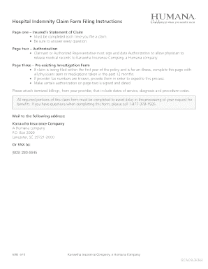 Hospital Indemnity Claim Form Filing Instructions Utah Health