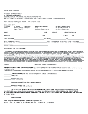 Bodybuilding Competition Registration Form