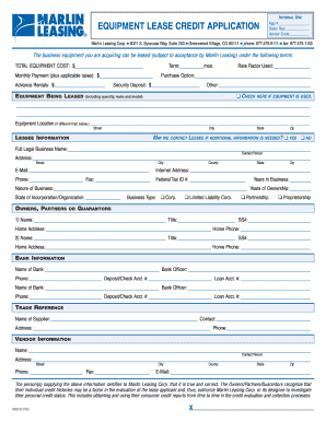 Marlin Leasing Credit App  Form