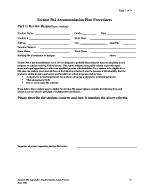 Section 504 Accommodation Plan Form