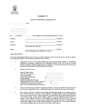 Tenant Estoppel Certificate  Form