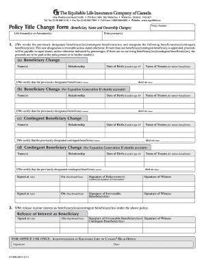 Equitable Beneficiary Change Form