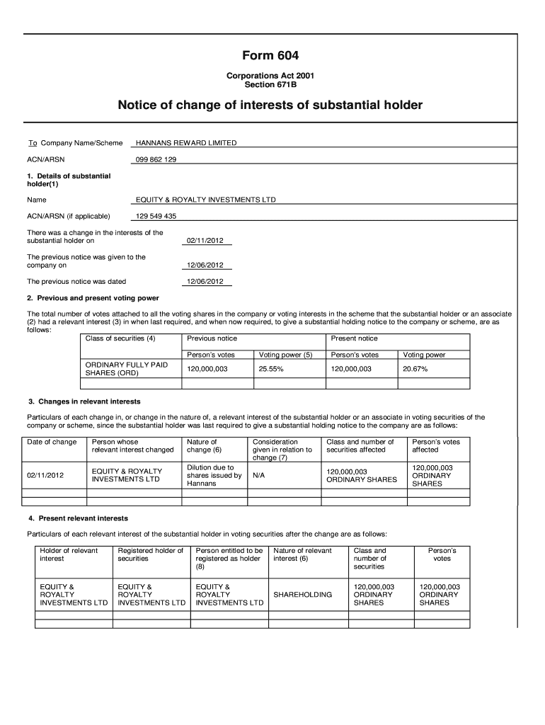 Asx Form 604