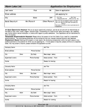 Employment App Mann Lake Form