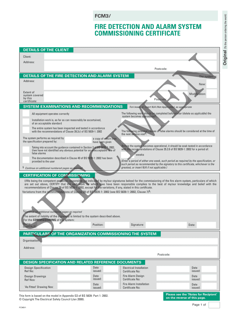 Smoke Alarm Certificate Template  Form