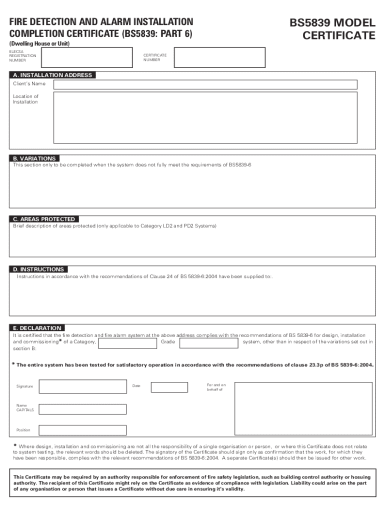 Certificate of Alarm Monitoring Fill in Template  Form