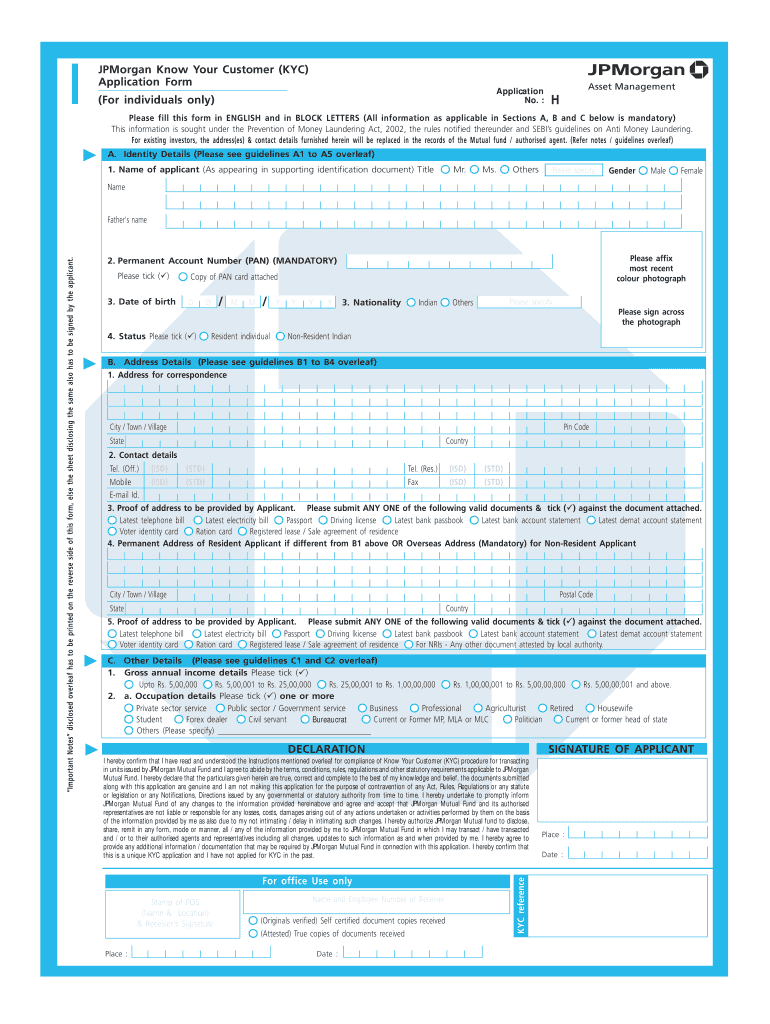 Jp Morgan Kyc  Form