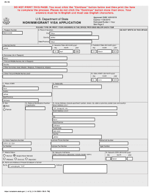 Nonimmigrant Visa Application  Form