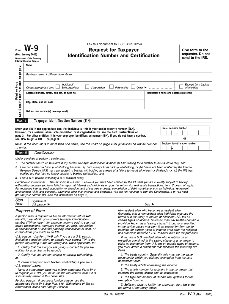  Blank W 9 Form 2018