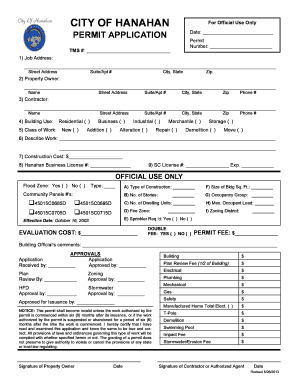 City of Hanahan Permits  Form