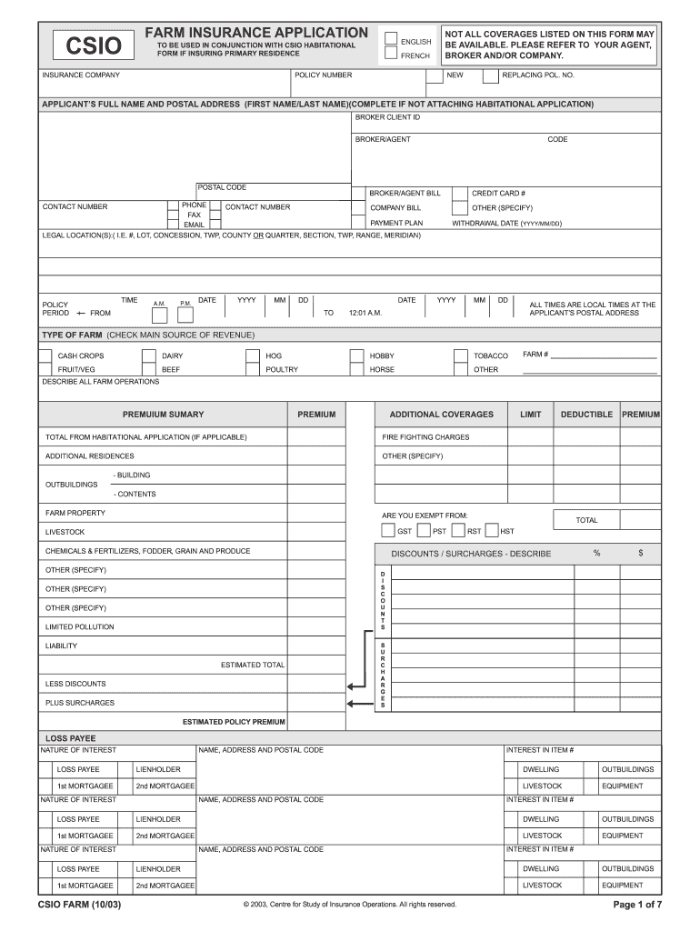  Csio Farm Application 2003-2024