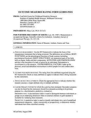 Canchild Outcome Measures Rating Form